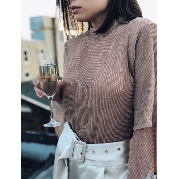 🆕Mara Sheer Rose Gold Bell Sleeve Top - Picture 6 of 8